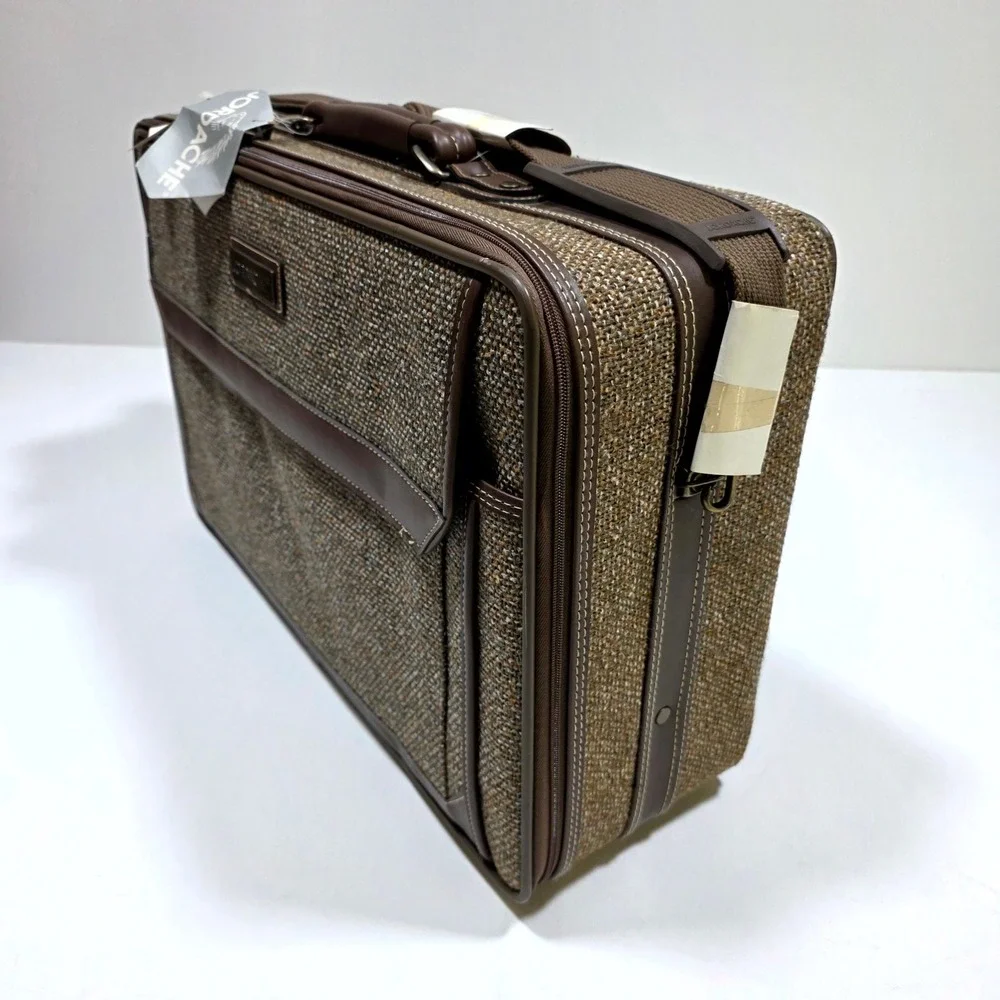 Vintage Jordache Aztec Carry-On Suitcase Brown Tweed NWT Retro Travel Bag 80s